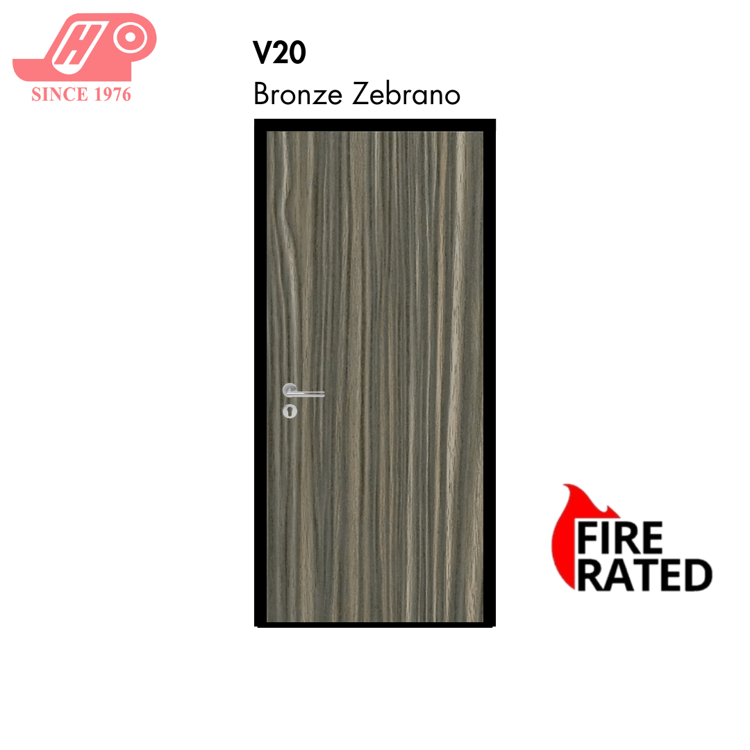 Fire-rated laminate door – Bronze Zebrano design (V20)