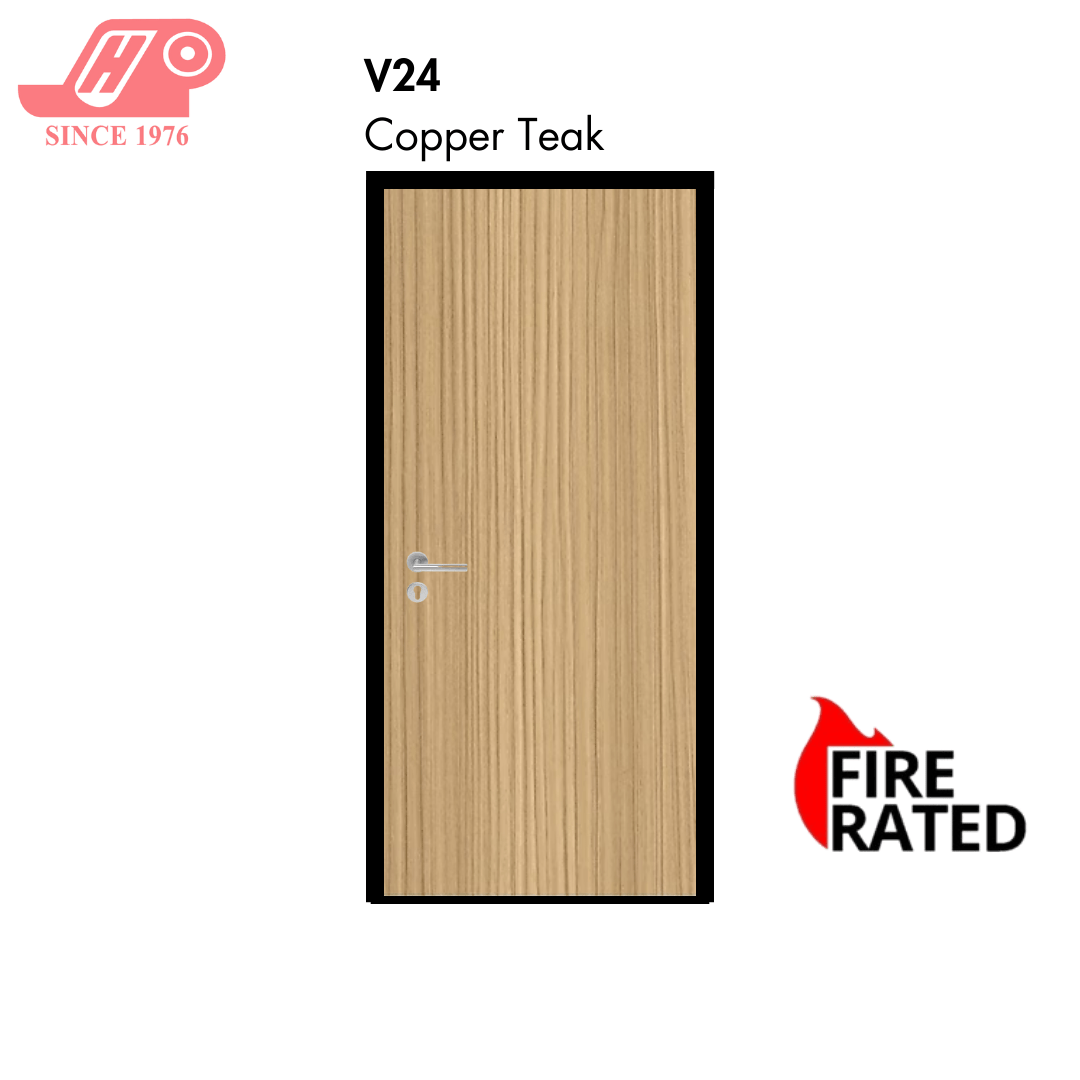 Fire-rated laminate door – Copper Teak design (V24)
