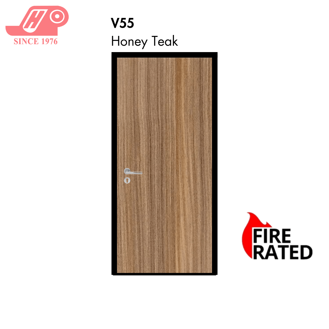 Fire-rated laminate door – Honey Teak design (V55)