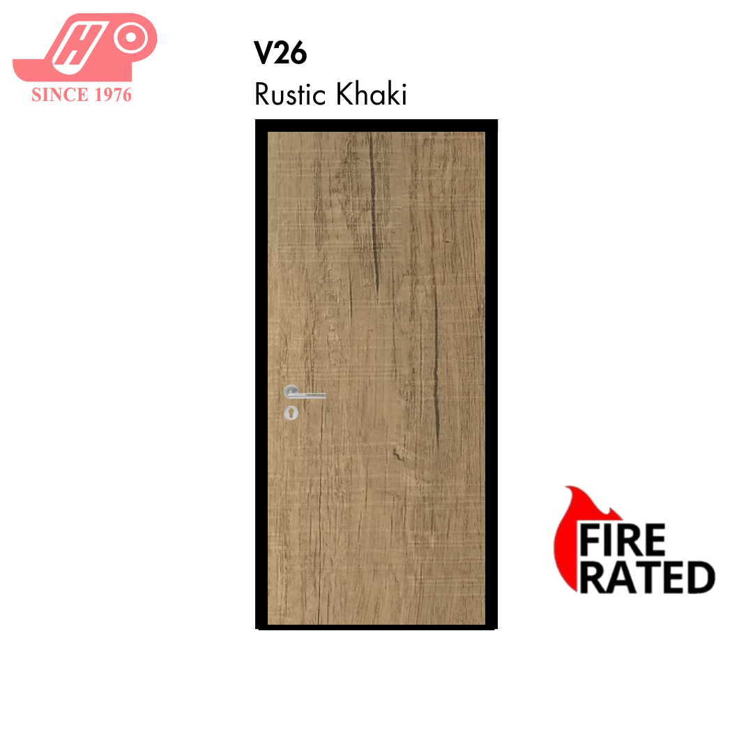 Fire-rated laminate door – Rustic Khaki design (V26)