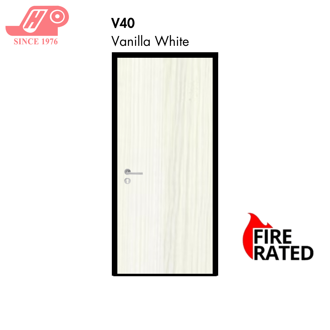 Fire-rated laminate door – Vanilla White design (V40)