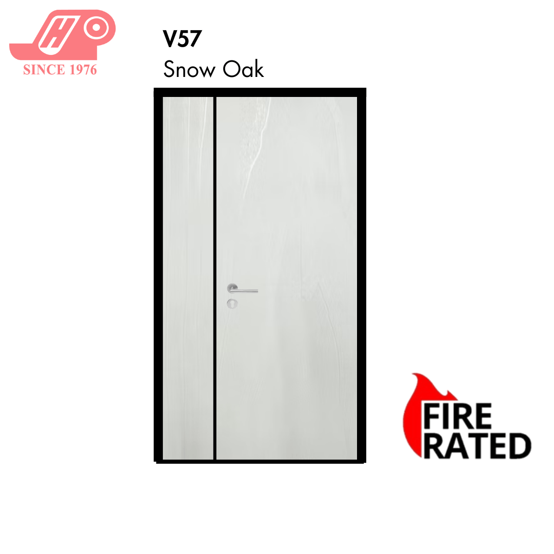 Fire-rated main door 4x7 ft – Snow Oak design (V57) with solid timber core