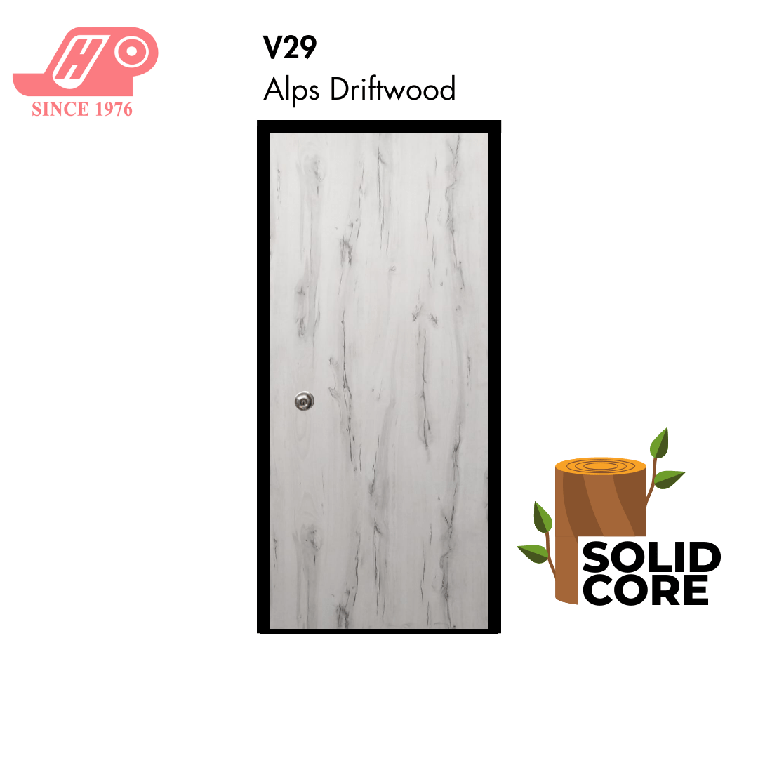 Solid core laminate room door – Alps Driftwood design (V29)