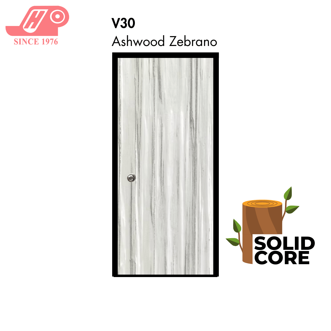 Solid core laminate room door – Ashwood Zebrano design (V30)