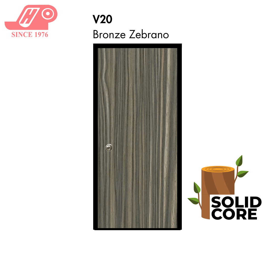 Solid core laminate room door – Bronze Zebrano design (V20)