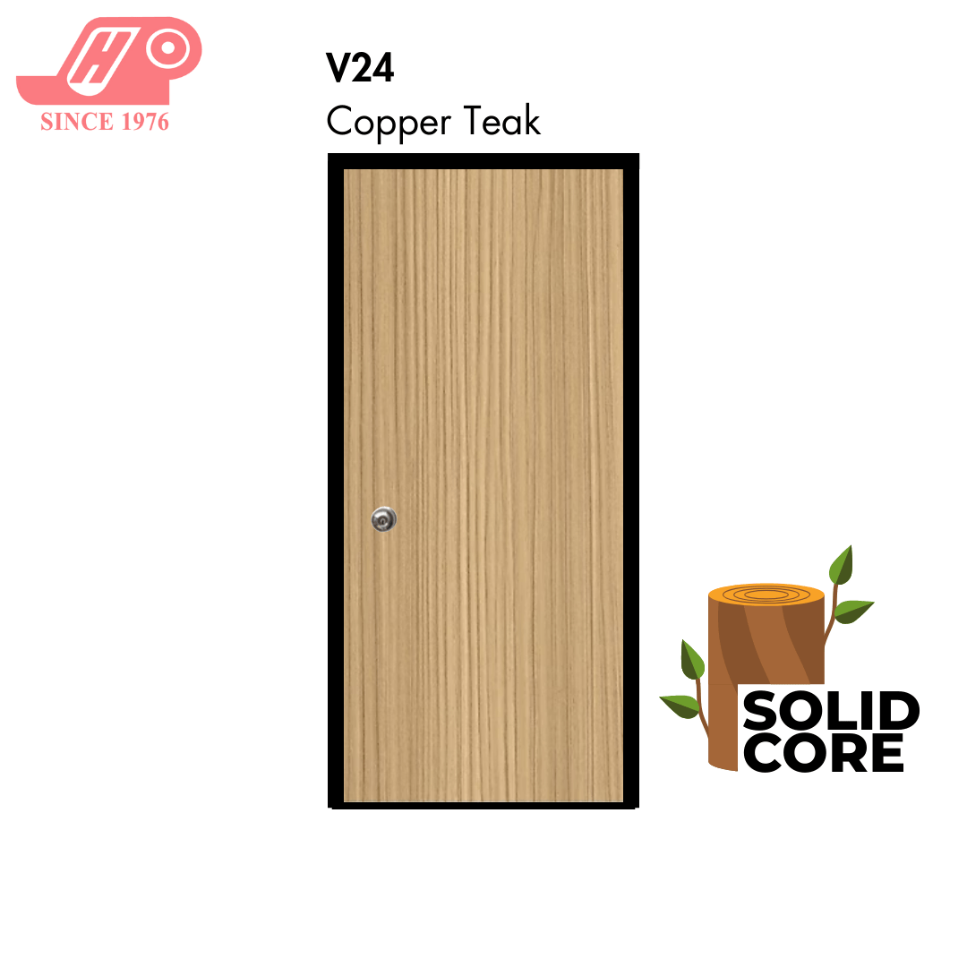 Solid core laminate room door – Copper Teak design (V24)