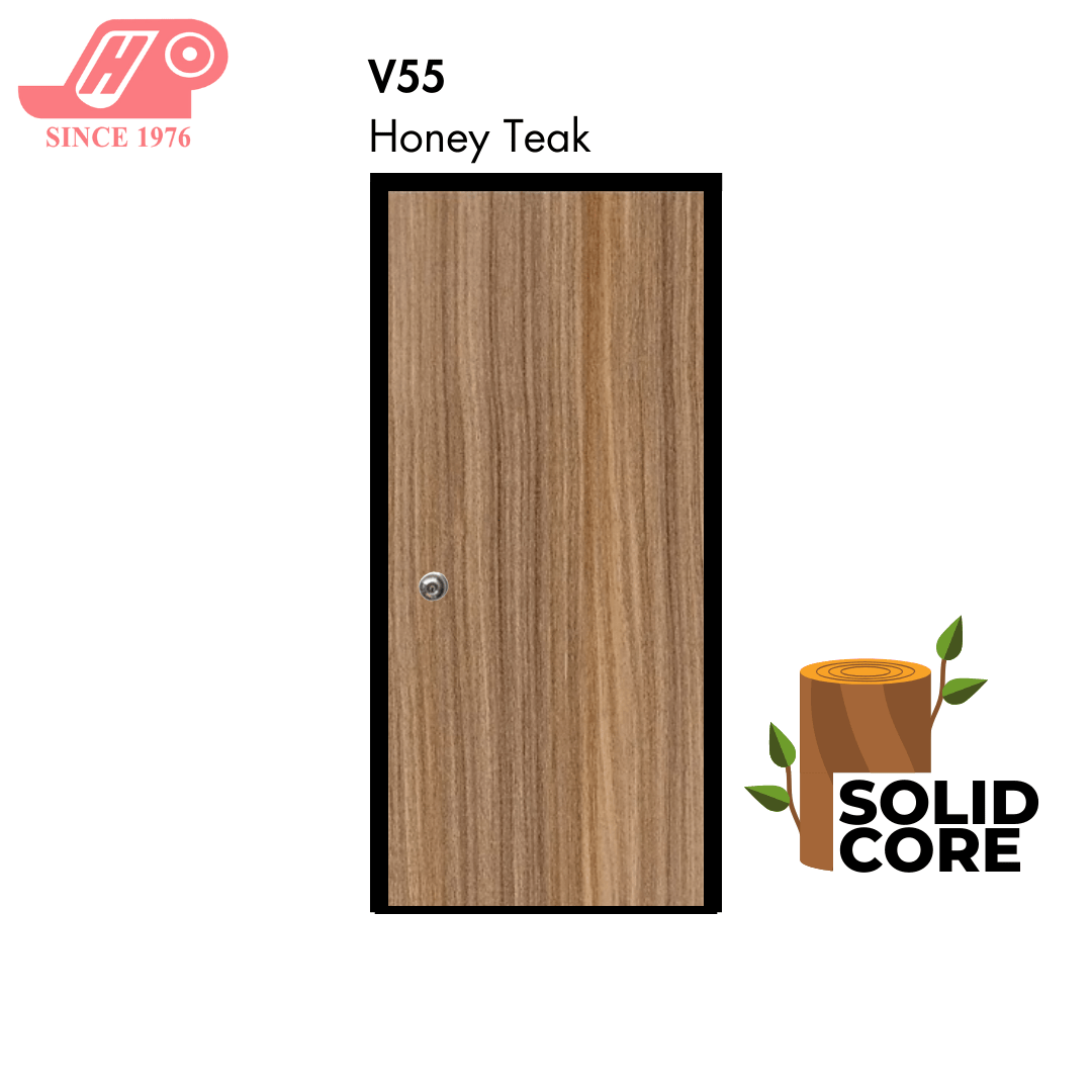 Solid core laminate room door – Honey Teak design (V55)