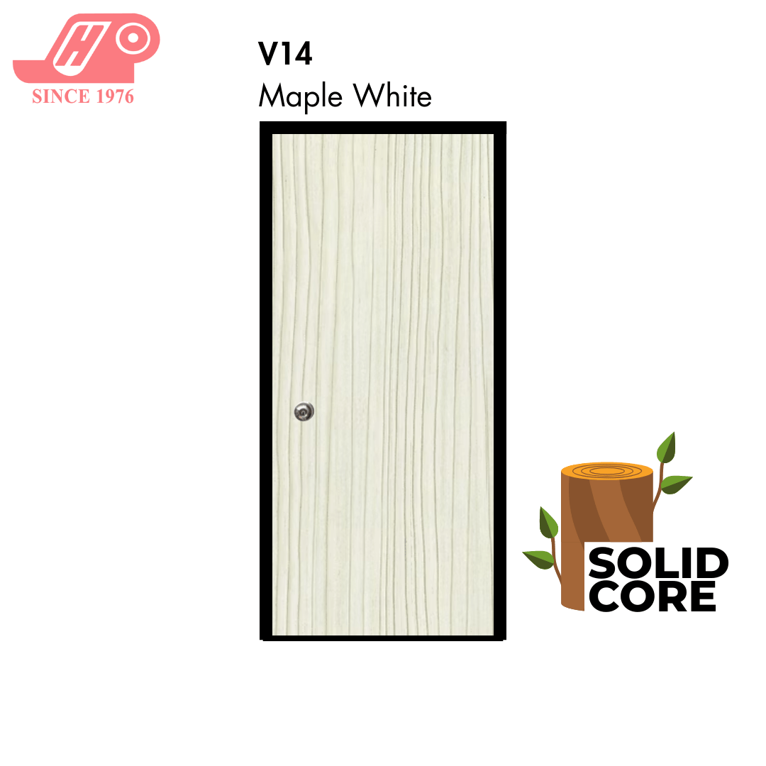 Solid core laminate room door – Maple White design (V14)
