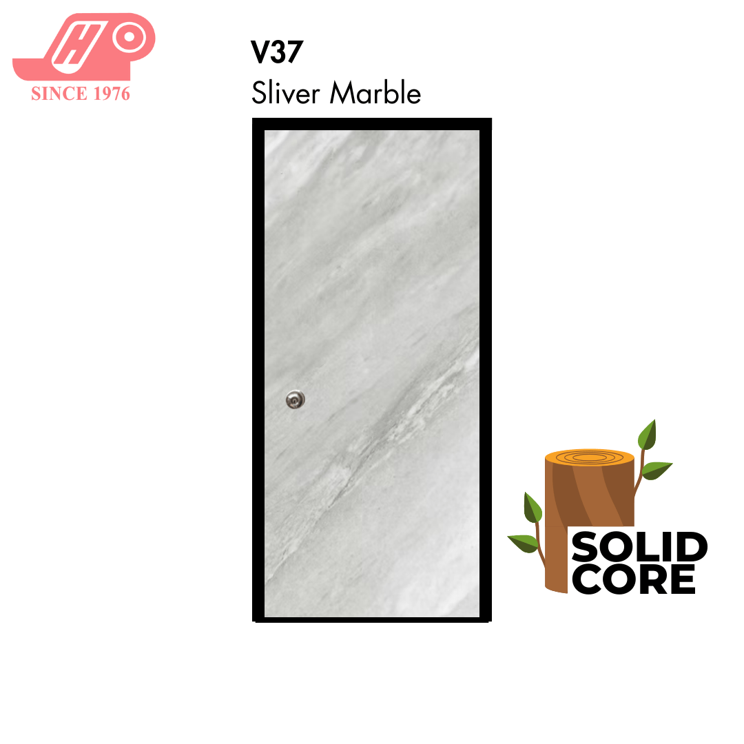 Solid core laminate room door – Sliver Marble design (V37)