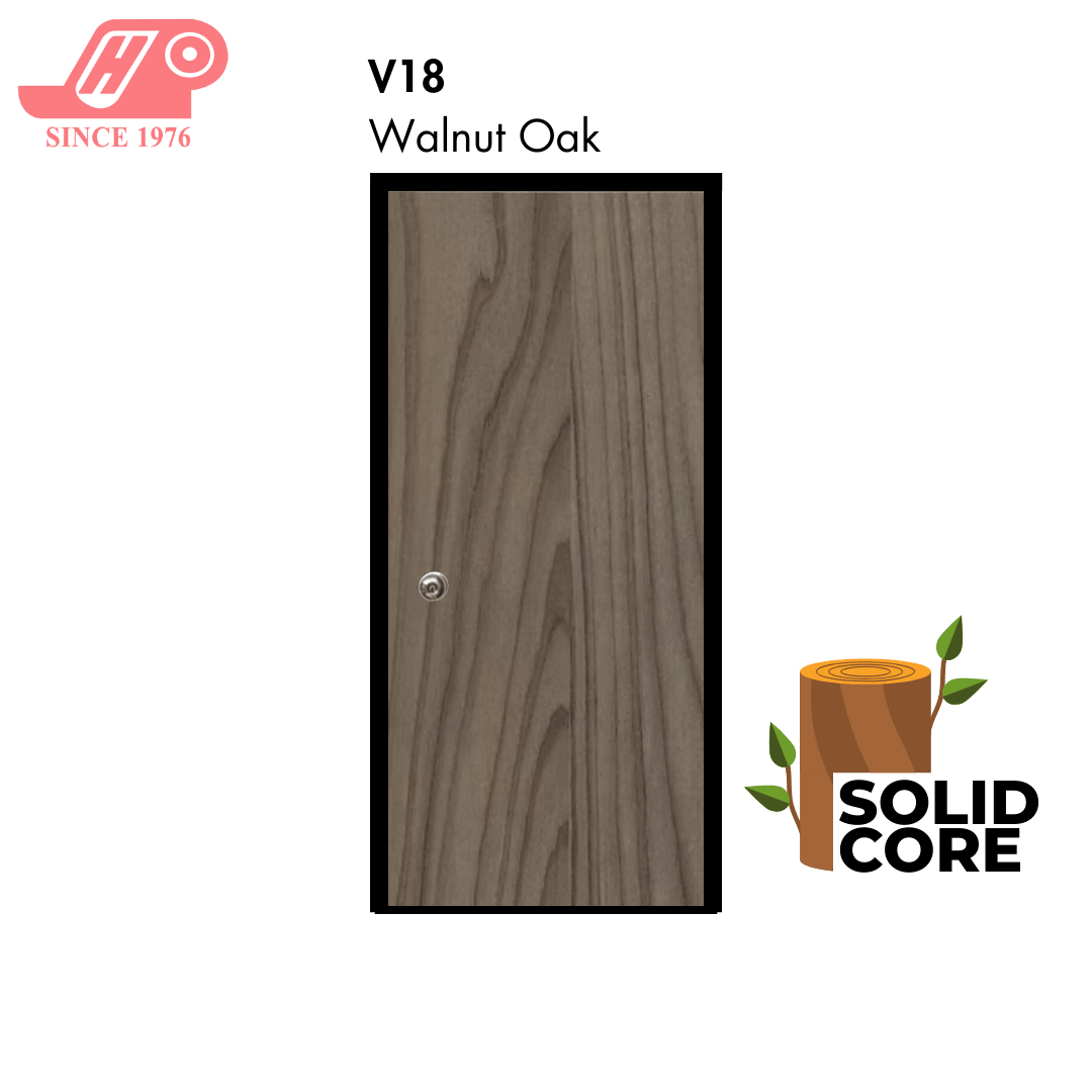 Solid core laminate room door – Walnut Oak design (V18)