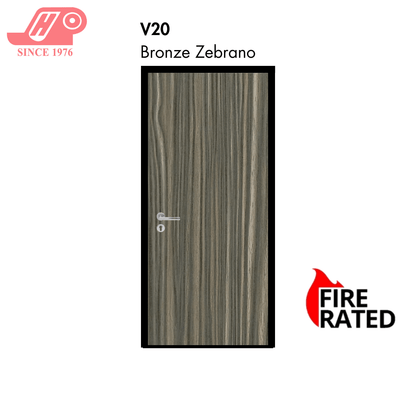Fire-rated laminate door – Bronze Zebrano design (V20)