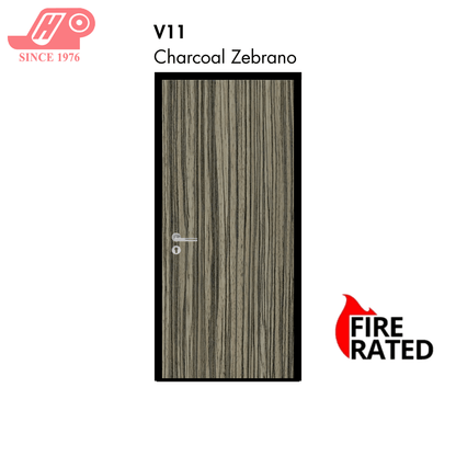Fire-rated laminate door – Charcoal Zebrano design (V11)