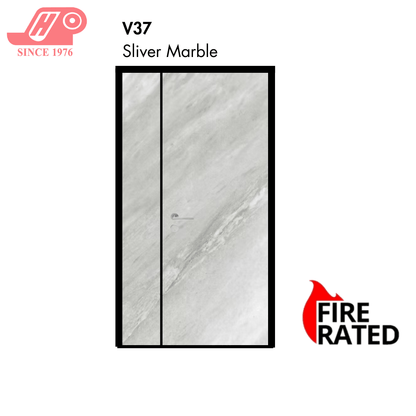 Fire-rated main door 4x7 ft – Silver Marble design (V37) with solid timber core
