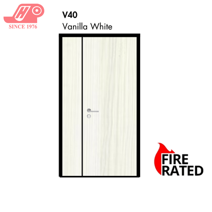 Fire-rated main door 4x7 ft – Vanilla White design (V40) with solid timber core
