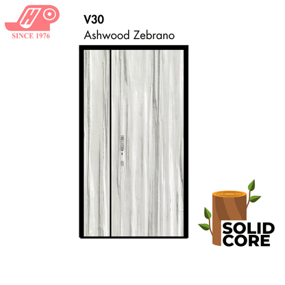 main door 4x7 ft – Ashwood Zebrano design (V30) with solid timber core
