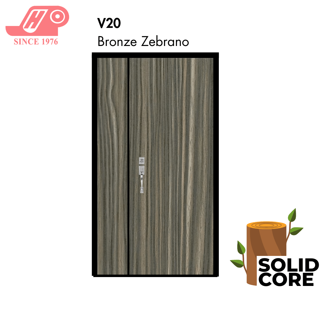 main door 4x7 ft – Bronze Zebrano design (V20) with solid timber core