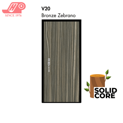 Solid core laminate main door – Bronze Zebrano design (V20)