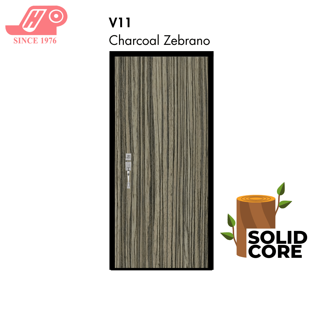 Solid core laminate main door – Charcoal Zebrano design (V11)