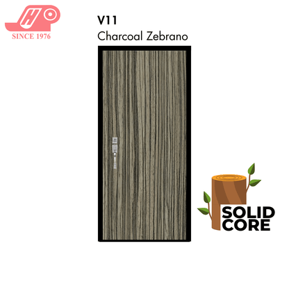 Solid core laminate main door – Charcoal Zebrano design (V11)