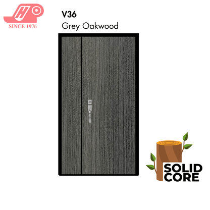 main door 4x7 ft – Grey Oakwood design (V36) with solid timber core
