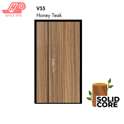 main door 4x7 ft – Honey Teak design (V55) with solid timber core

