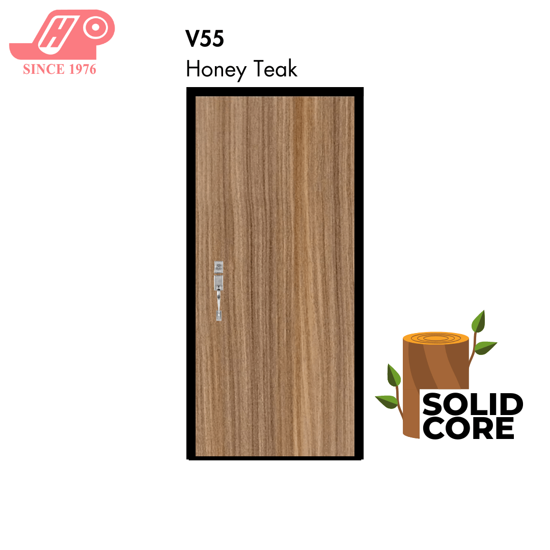 Solid core laminate main door – Honey Teak design (V55)