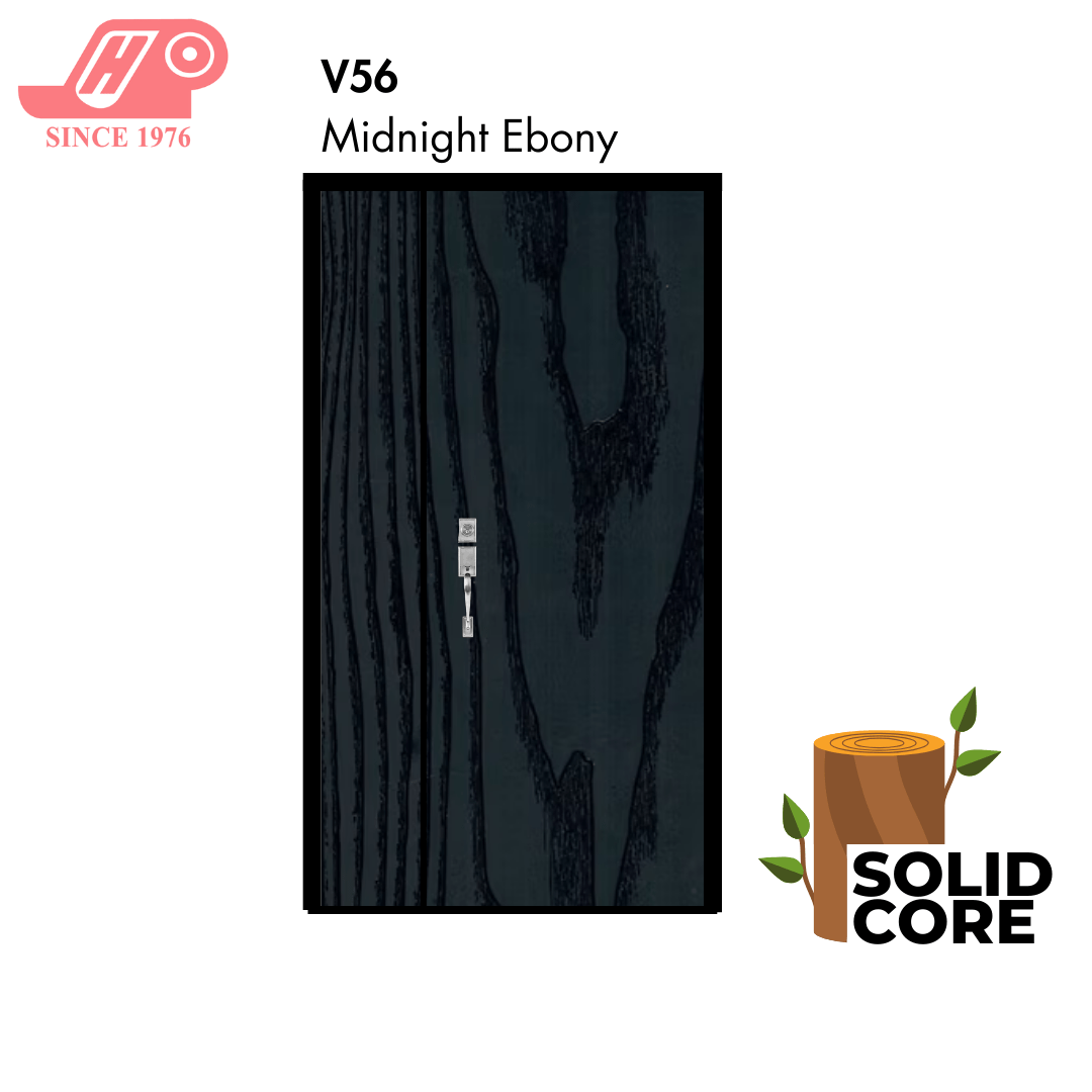 main door 4x7 ft – Midnight Ebony design (V56) with solid timber core
