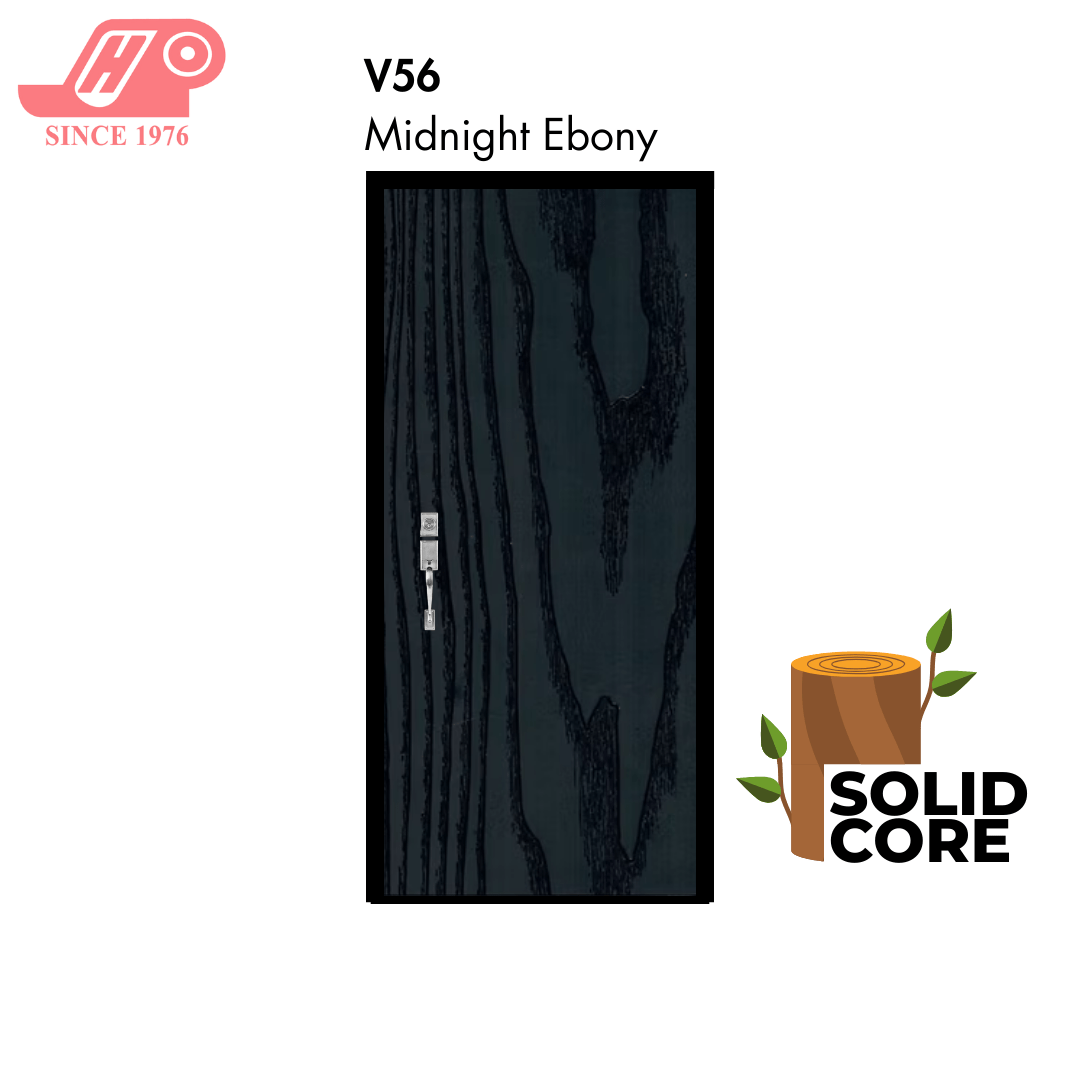 Solid core laminate main door – Midnight Ebony design (V56)
