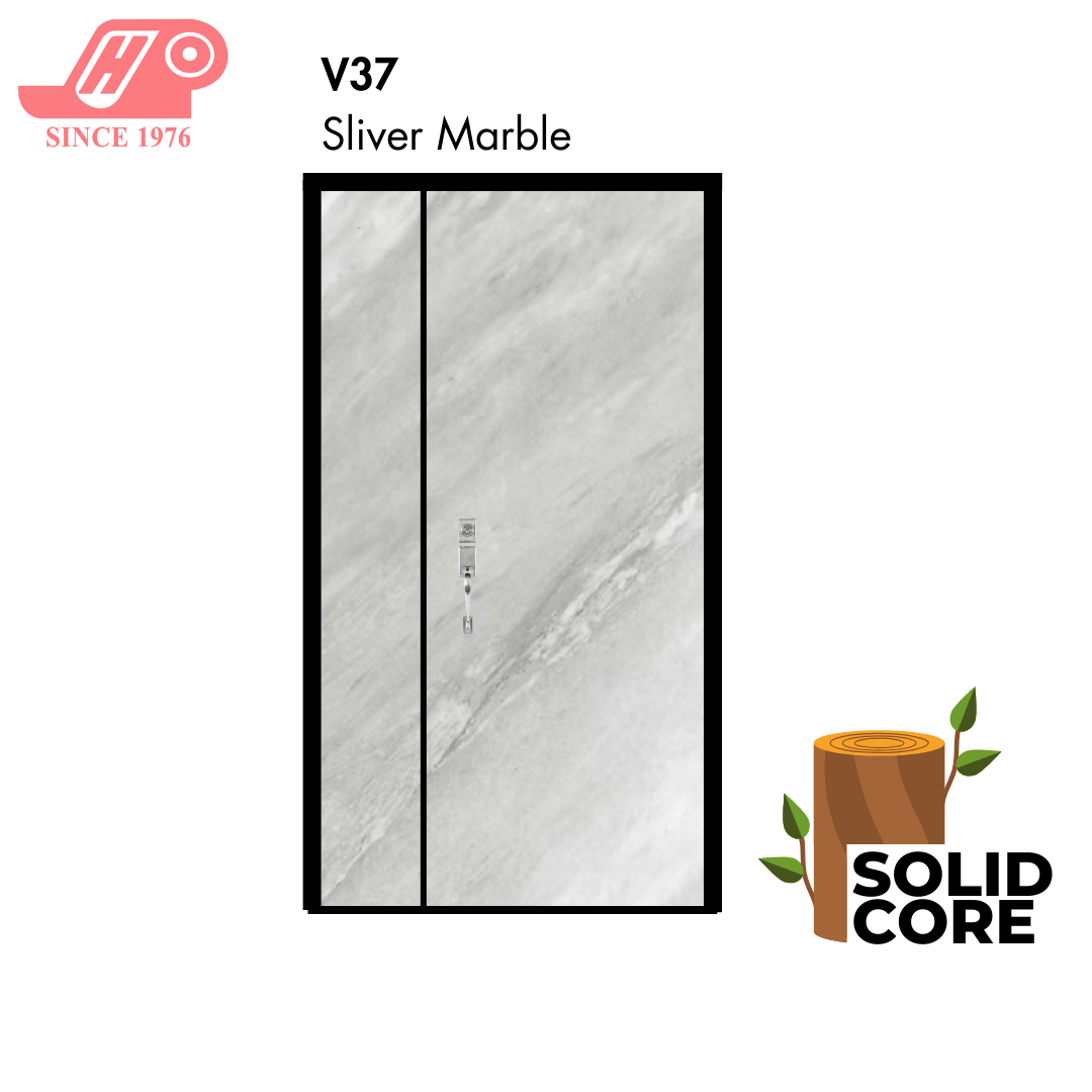 main door 4x7 ft – Silver Marble design (V37) with solid timber core
