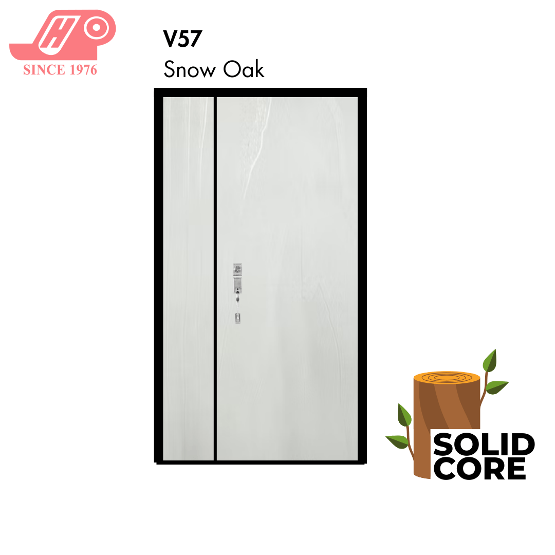 main door 4x7 ft – Snow Oak design (V57) with solid timber core
