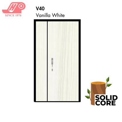 main door 4x7 ft – Vanilla White design (V40) with solid timber core
