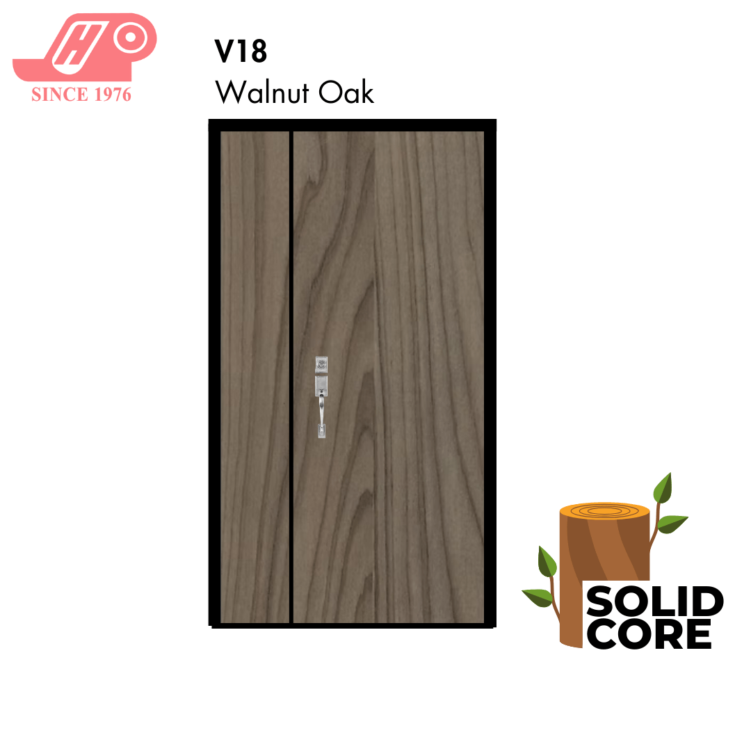 main door 4x7 ft – Walnut Oak design (V18) with solid timber core