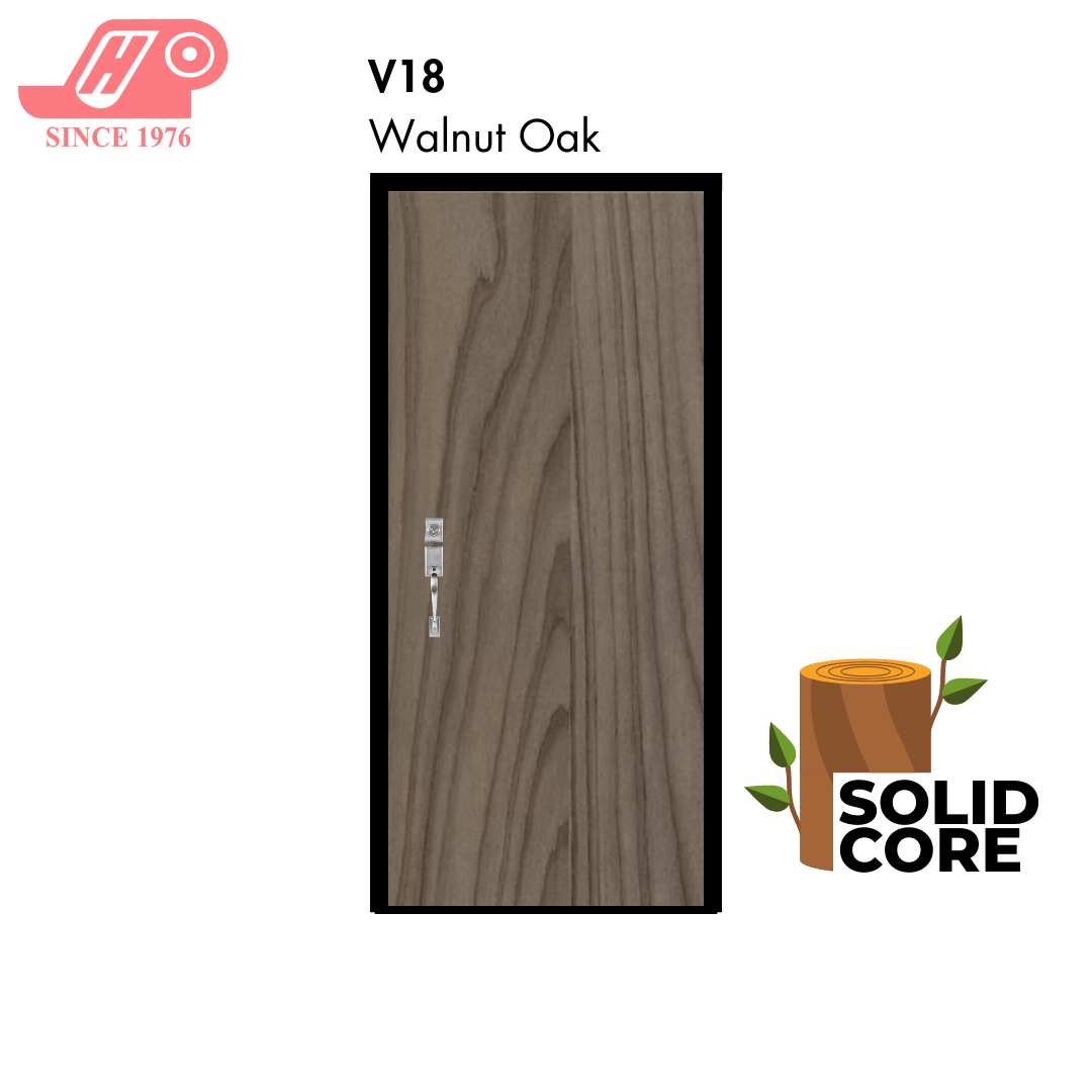 Solid core laminate main door – Walnut Oak design (V18)