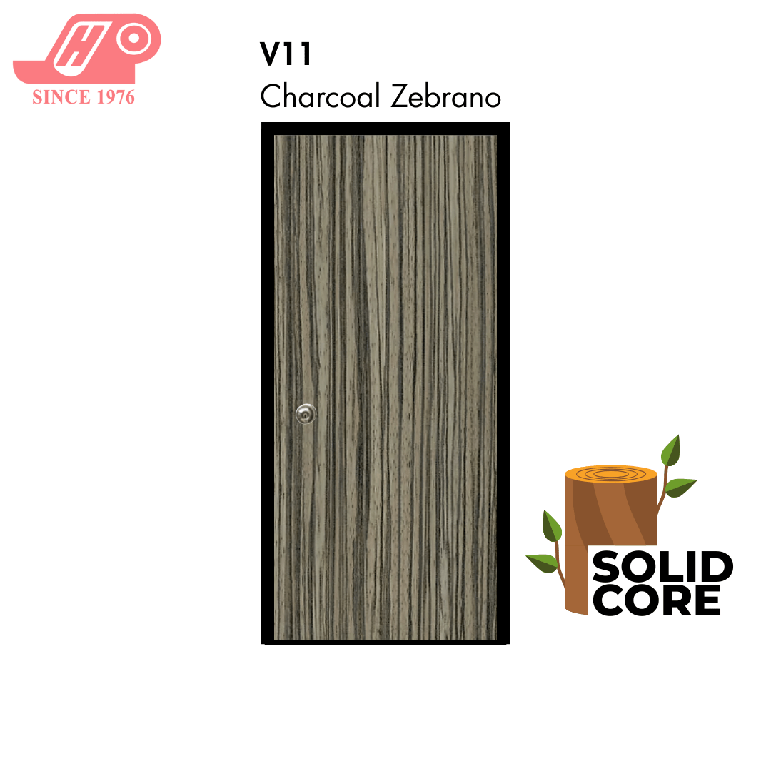 Solid core laminate room door – Charcoal Zebrano design (V11)