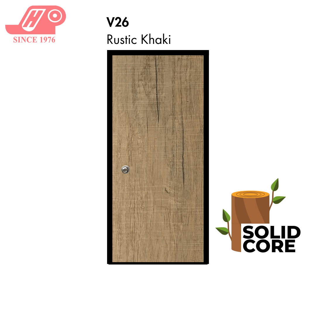 Solid core laminate room door – Rustic Khaki design (V26)