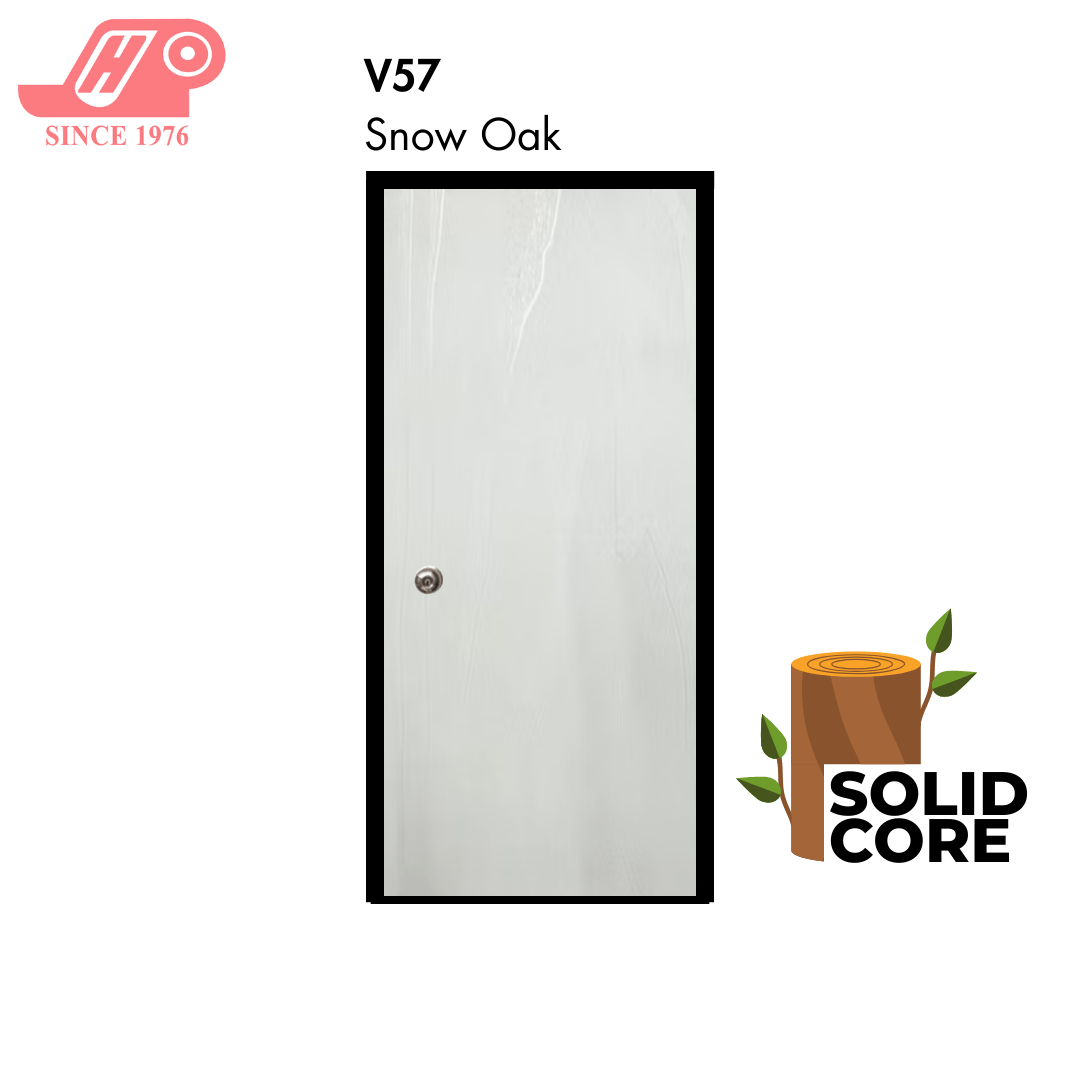 Solid core laminate room door – Snow Oak design (V57)